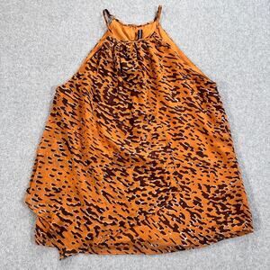 Walter Baker W118 Sleeveless Blouse Women's Small Rust Orange Animal Print